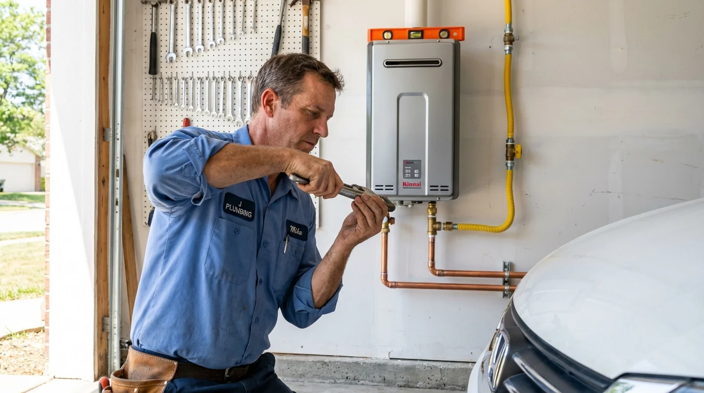 Tankless water heater installation by a Johns Plumbing LLC plumber in Lansing